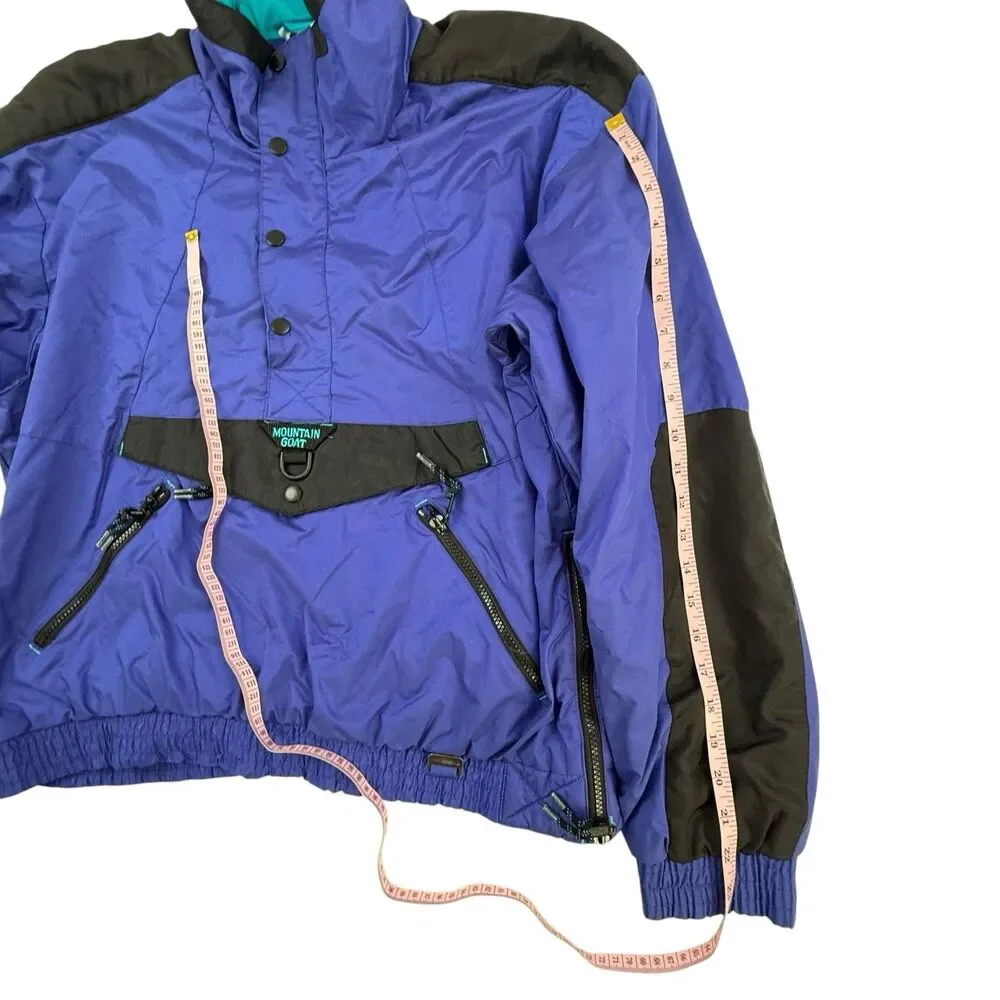 Vintage Mountain Goat Pullover Ski Jacket Men Large 90s Blue Retro Snowboard